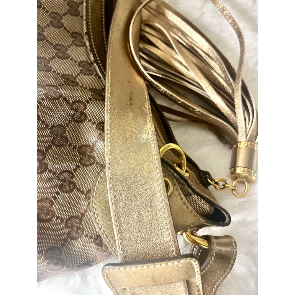 Gucci GG Signature and Studded Metallic Leather Babouska Hobo Bag. - Picture 11 of 14